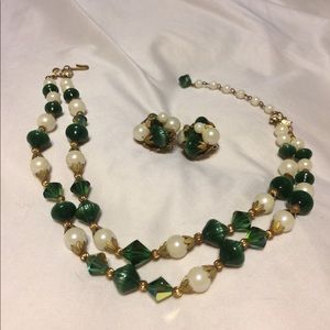 Vintage necklace with clip on earrings